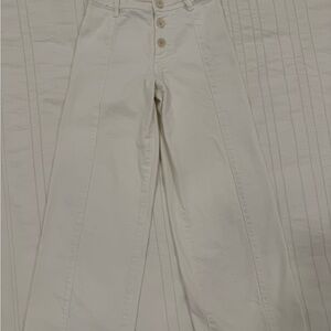 Girls White Wide-Leg Pants Button Front Size 9-10